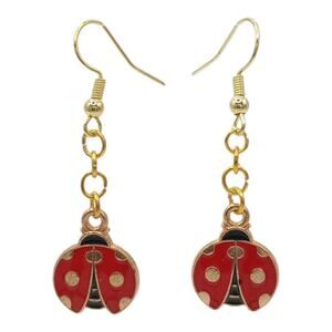 Ladybug Charm Dangle Earrings – Cute Red & Black Jewelry Lady Bug jewelry